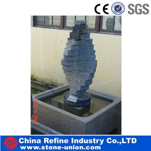 Carved Double Seals Water Fountain, Garden Decorated Fountains with Animal Statue, Granite Carved Water Fountains