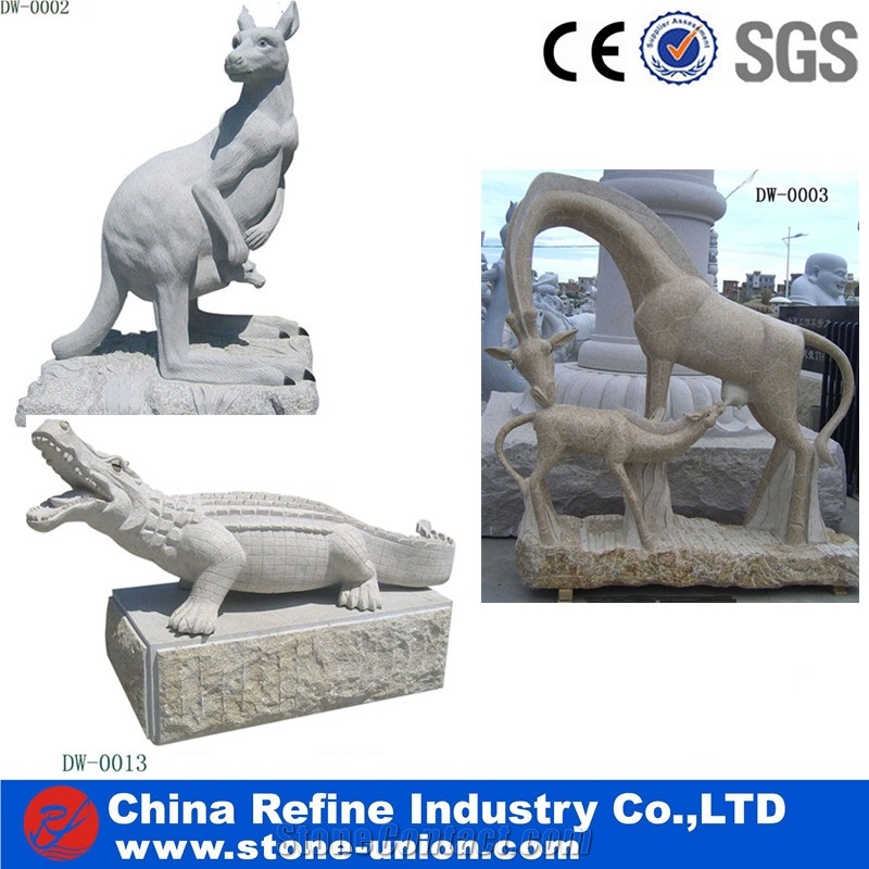 Light Grey Granite Animal Sculpture, Garden Statues