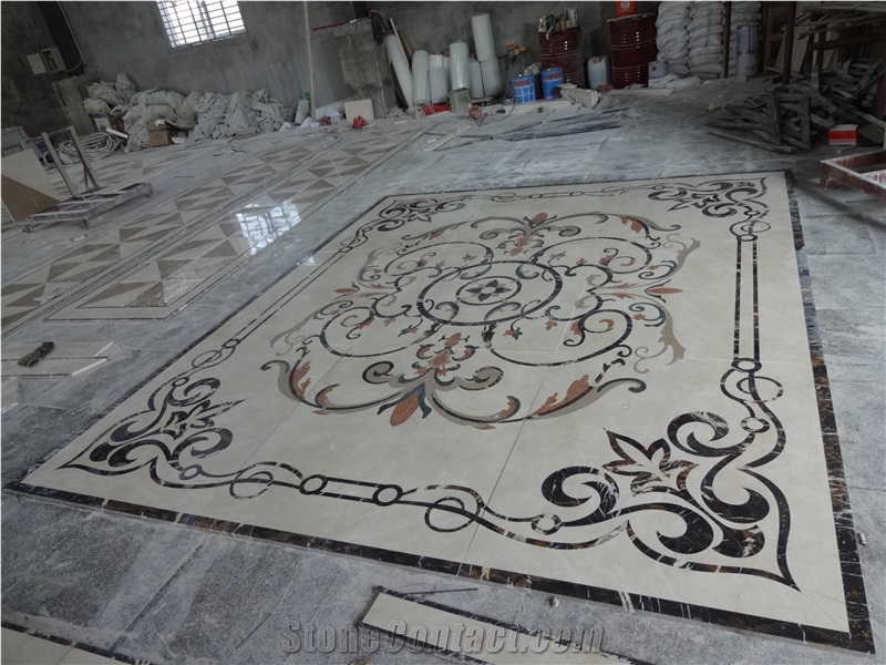 Cheap Waterjet Marble Medallions , Floor Medallion , Inlay Marble Stone Pattern Design for Floor Decorated Indoor Design