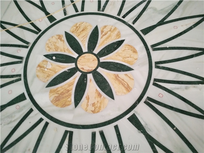 Cheap Waterjet Marble Medallions , Floor Medallion , Inlay Marble Stone Pattern Design for Floor Decorated Indoor Design