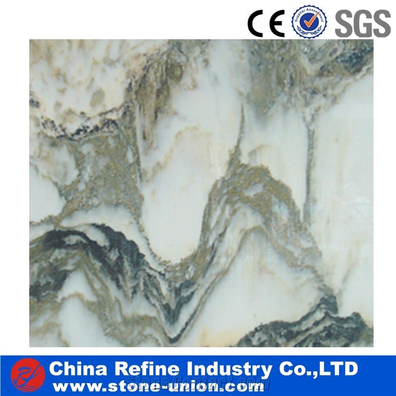 China Landscape White Marble Slabs & Tiles, White Marble Floor Covering Tiles