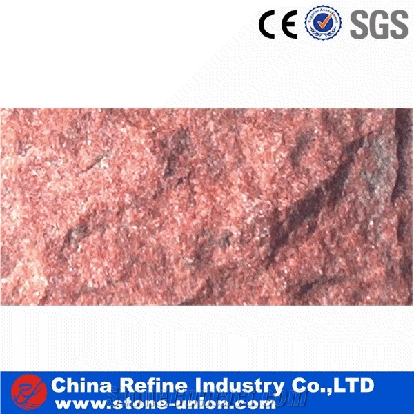 China Natural Stone Pink Quartzite Mushroom Cladding,Split Face Multicolor Quartzite Mushroom Stone for Walling Cladding