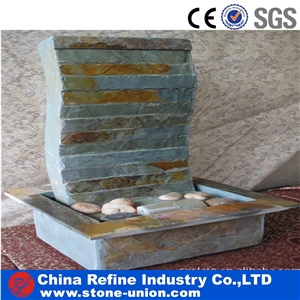 Chinese Slate Garden Fountain , Slate Culture Stone Fountain,Wall Mounted Stone Waterfall Fountain China Home Decoration Wholesale Slate Waterfall Fountain