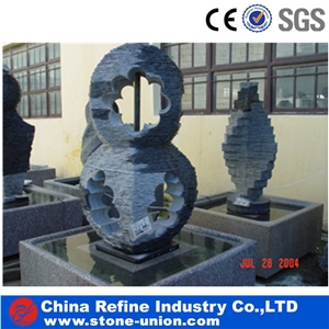 G682 Granite Western Style Natural Stone Water Fountain,Sculptured Fountain,Granite Floating Sphere Fountain,Handcarved Exterior Fountains