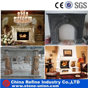 Elegant Decoration Burning White Marble Indoor Fireplace