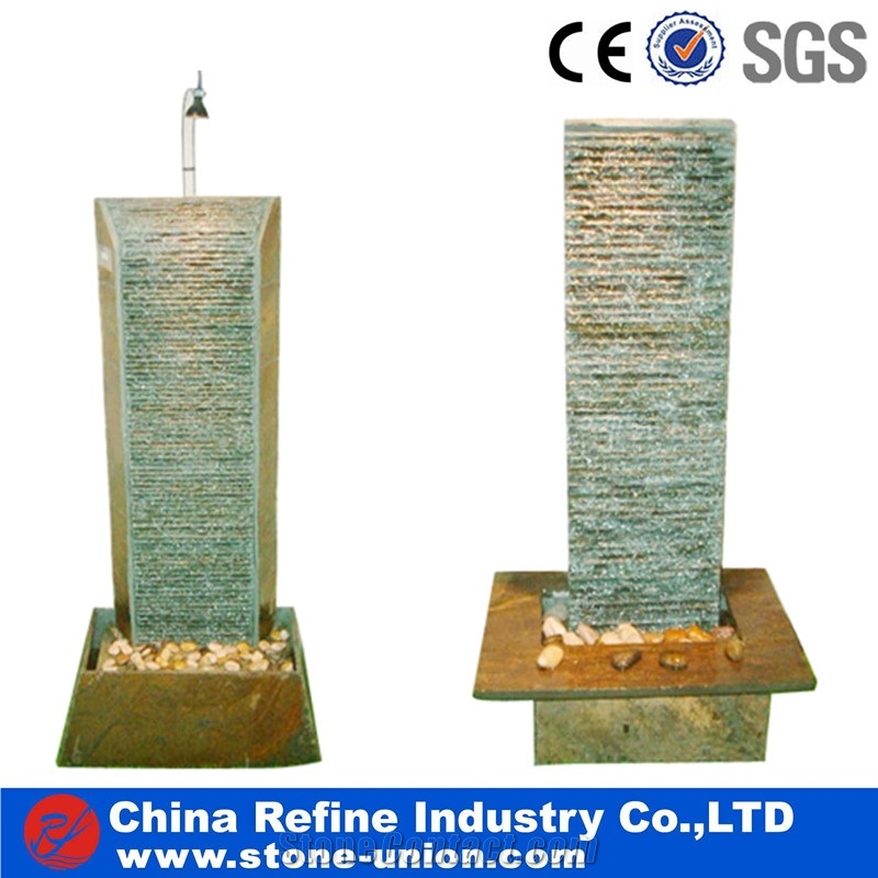 Green Slate Garden Fountains Exporter , Water Fountains with Special Shaped, Indoor Slate Electric Water Fountain,Fountain Wall Landscaping