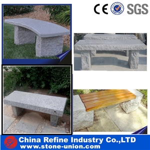 Grey Granite Arc Backrest Stone Benches , Natural Granite Exterior Bench