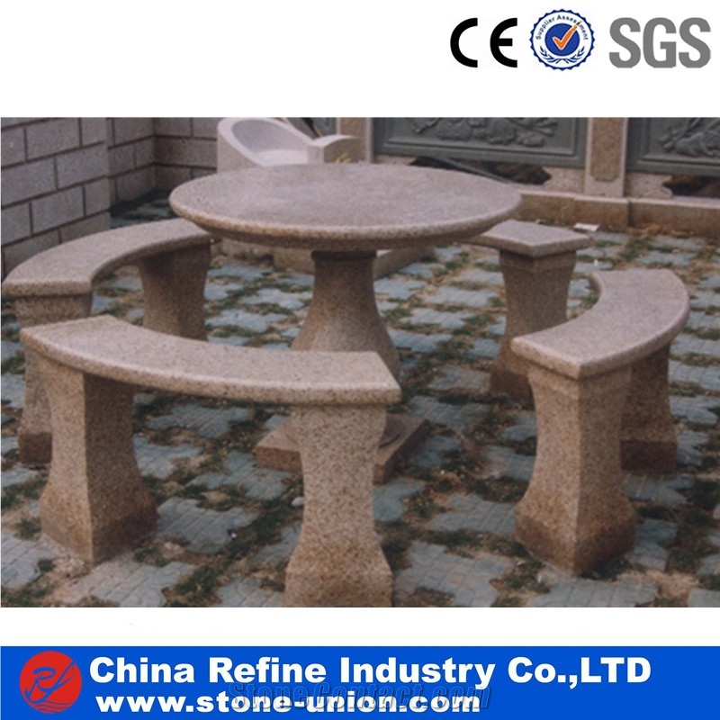 Landscaping Carving Sculptured Table Set, Stone Table, Marble Table, Granite Benches