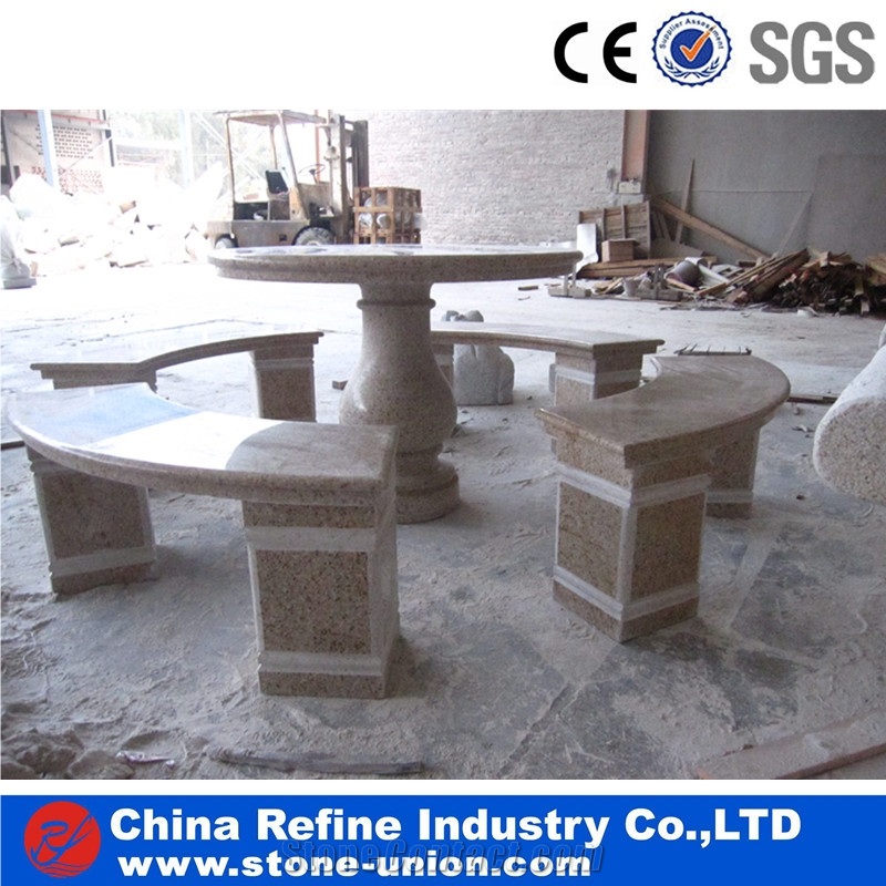 Landscaping Carving Sculptured Table Set, Stone Table, Marble Table, Granite Benches