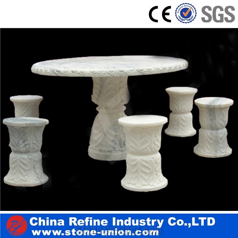 Marble Bench & Table, Landscaping Sculpture ,Outdoor Benches,Garden Tables Exterior Street Urban Furniture Patio Sets Grey Chinese Outdoor Chairs