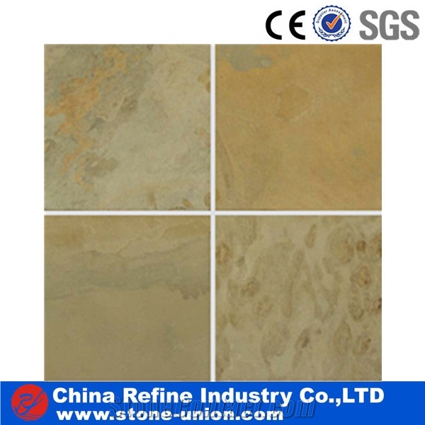 Natural Yellow Wooden Slate Cheap Slabs & Tiles, China Yellow Slate,Coping Stone Pool Slate Natural Split Tiles