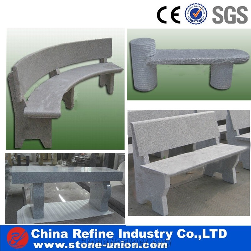 Outdoor Granite Benches Grey Color with Backrest , Cheap Stone Benches,Street Furniture,Patio Bench