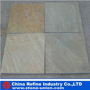 P014 Yellow Slate Tile , Slate Floor Tile ,Rusty Slate Culture Stone, Hebei P014 Golden Yellow Wooden Slate Paving Flooring and Walling Tiles