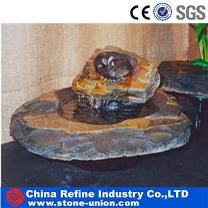 Small Slate Design Water Fountain for Home , Landscaping Slate Garden Fountain,Sculpted Stone Black Slate Culture Stone Fountain