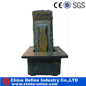 Small Slate Design Water Fountain for Home , Landscaping Slate Garden Fountain,Sculpted Stone Black Slate Culture Stone Fountain
