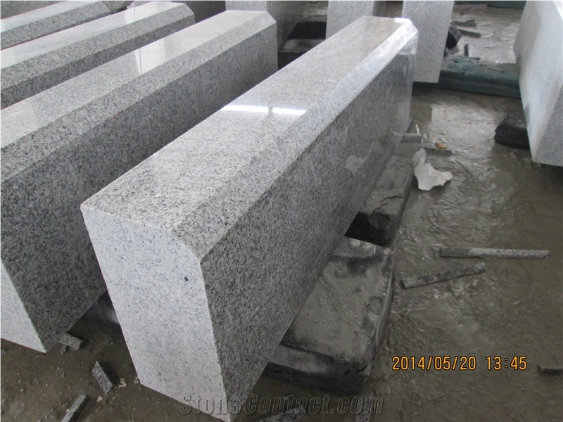 China G603 Light Grey Granite Kerb Stone, Cheap Grey Granite Polished + Chamfer Surface Curbstone, China Granite Road Side Stone