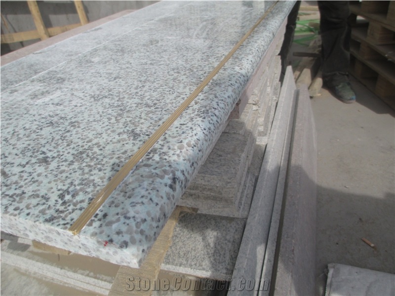 China Tianshan Blue Granite Polished Stair Steps, China Blue Granite Treads and Risers, Cheap Blue Granite Steps with Metal Anti-Slip Strips