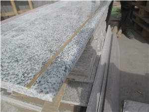 China Tianshan Blue Granite Polished Stair Steps, China Blue Granite Treads and Risers, Cheap Blue Granite Steps with Metal Anti-Slip Strips