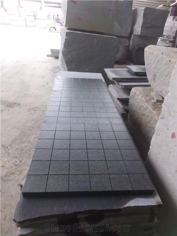 Dark Grey Granite G654 Granite Cube Paving Stone,Top Flamed 10x10