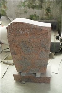 Indian Multicolor Red Granite Cemetery Tombstones Simple Headstone Western Style Monuments Gravestones Germany Style, China Factory Good Cheap Prices