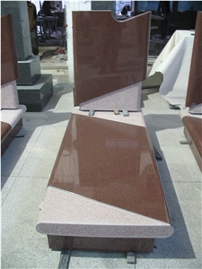 Indian Red Granite Cemetery Tombstones, Red Granite Single Tombstone, Western Style Monuments