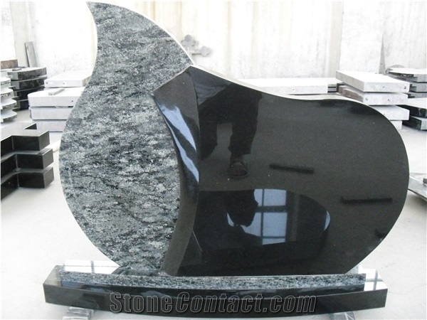 Olive Green and Shanxi Black Granite Composite Monuments for Lithuanian Market, Western Style Design China Factory Manufacturer,Wholesale Good Prices
