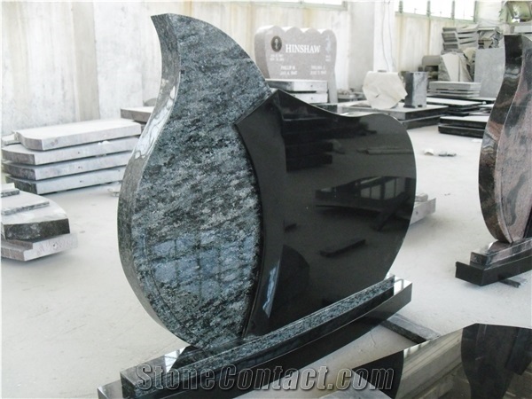 Olive Green and Shanxi Black Granite Composite Monuments for Lithuanian Market, Western Style Design China Factory Manufacturer,Wholesale Good Prices