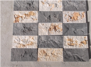 Melly Grey Marble Split Face Wall Cladding, Grey Marble Veneer, Ledge Stone