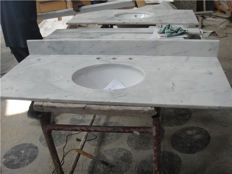 Bianco Carrara Countertop for Bathroom Wash Basin,Bathroom Vantity Tops.