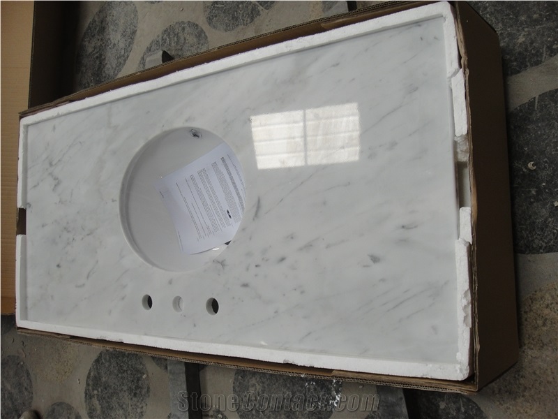 Bianco Carrara Countertop for Bathroom Wash Basin,Bathroom Vantity Tops.