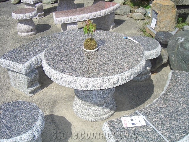 China Grey Granite Bench and Table,Garden Tables and Chairs,Outdoor Benches