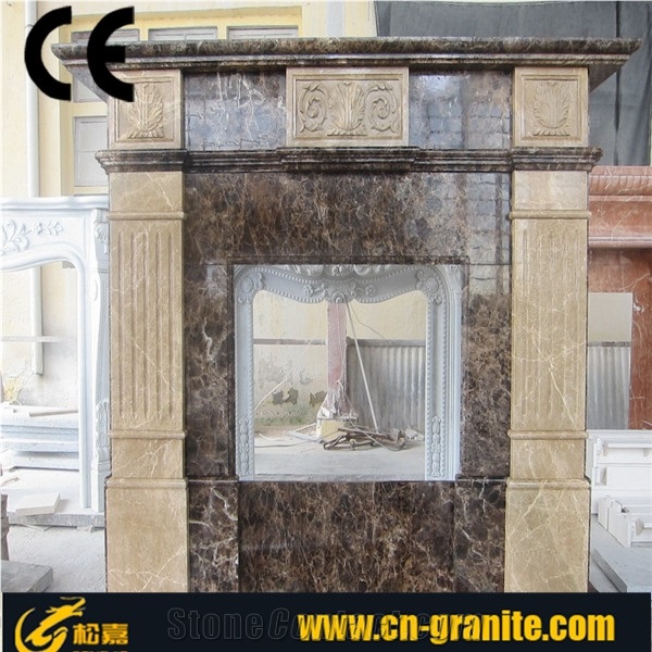 Emperador Dark Marble Fireplace Design,Western Style Marble Decorating