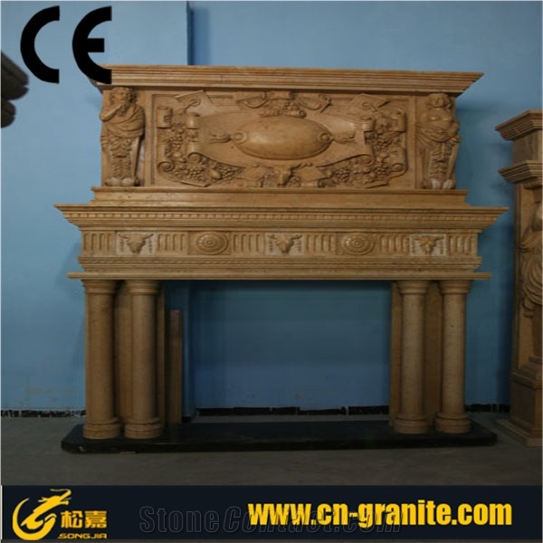 Hubei Beige Travertine Fireplace Insert Design Ideas,Fireplace Decorating.