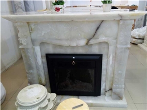 White Jade Marble Fireplace for Inner Decoration,Fireplace Design Ideas,Carved Marble Fireplace Pattern