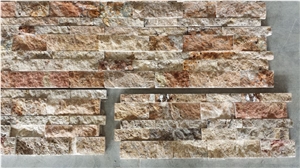 Yellow Travertine Splitface Panels, Split Face Wall Cladding, Cultured Stone