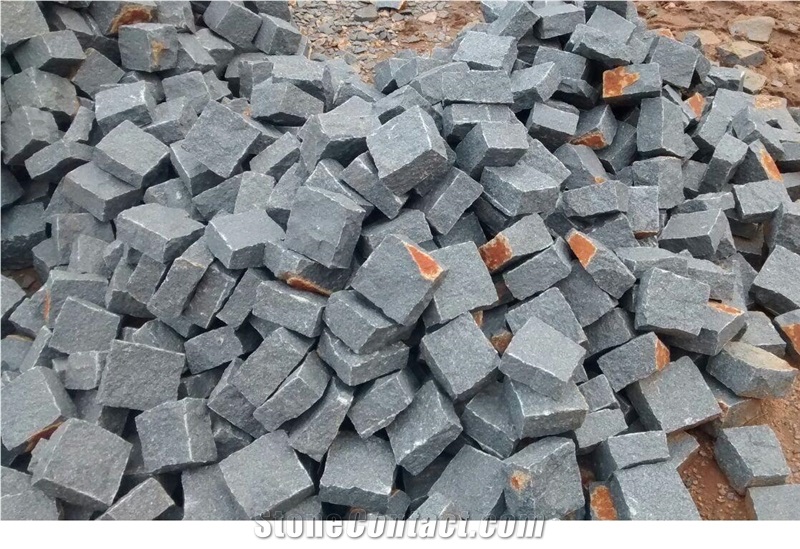 Black Granite Cube Stone,Cobble Stone Pavers, Black Granite Setts