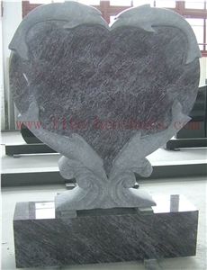 Bahama Blue Granite Heart Tombstone & Monuments, Blue Headstones