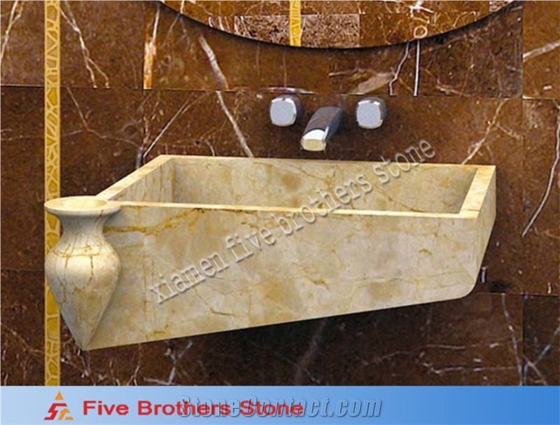 Beige Marble Wall Hung Wash Basins & Sinks