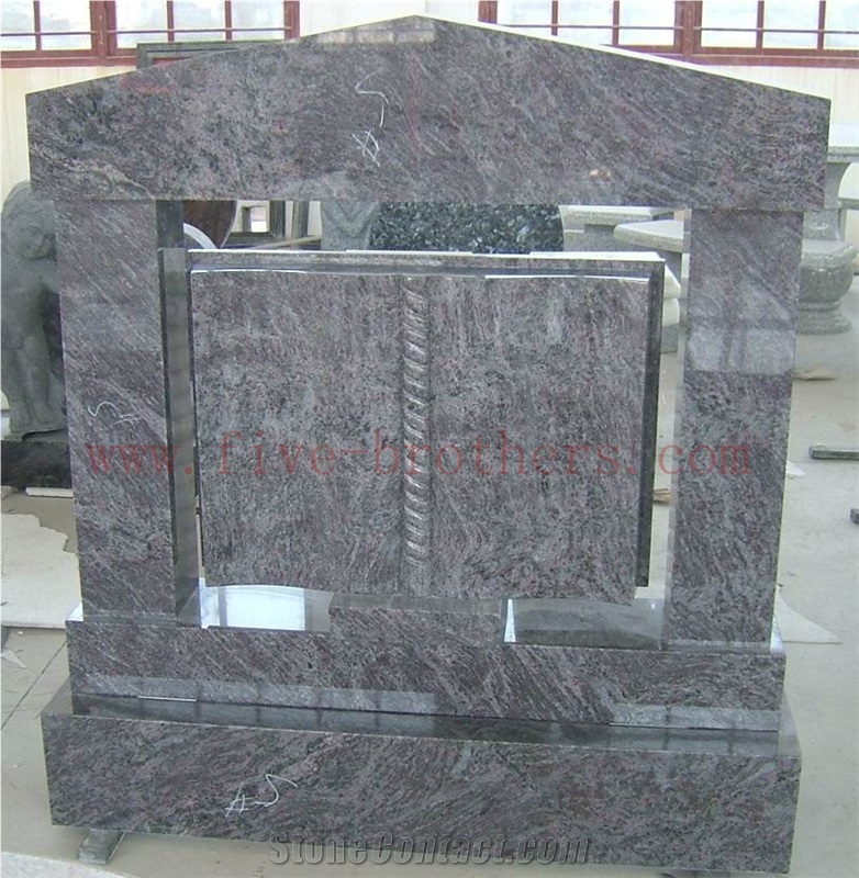 Blue Granite American Style Book Headstone & Monuments, Blue Tombstone