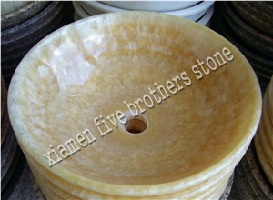 Honey Onyx Wash Bowls, Yellow Round Sinks & Basins