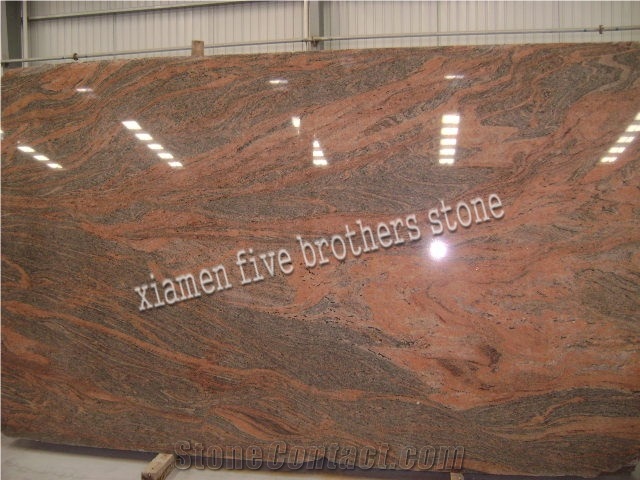 India Twilight Juparana Red Granite Slabs & Tiles for Tombstone,Countertop