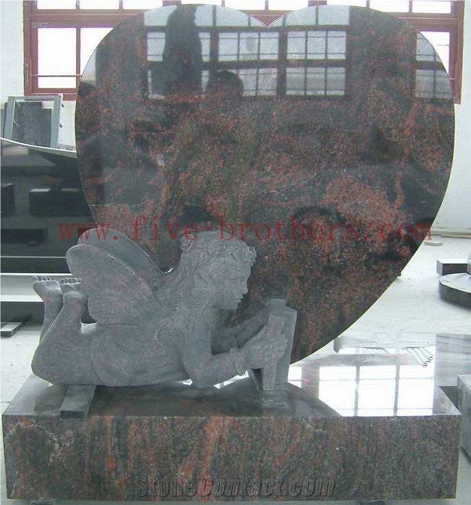 Indian Aurora Granite Angel Heart Granite Carving Tombstone & Monuments