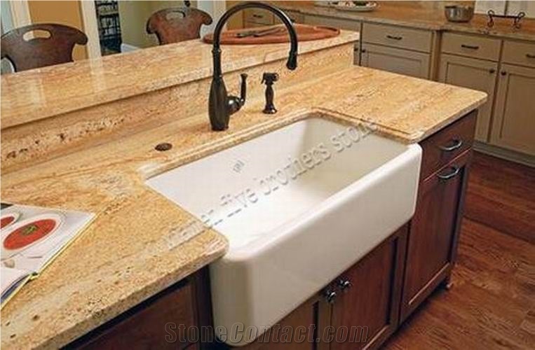 Kashmir Gold Granite Vanity Top for Bathroom, Yellow Granite Bath Tops