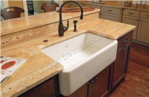 Kashmir Gold Granite Vanity Top for Bathroom, Yellow Granite Bath Tops