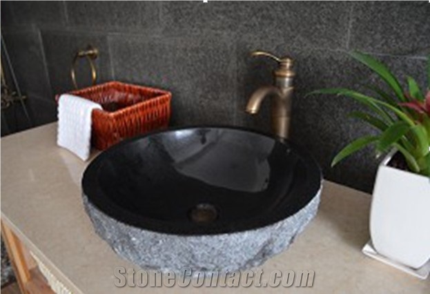 Natural Shanxi Black Granite Round Basin & Sinks