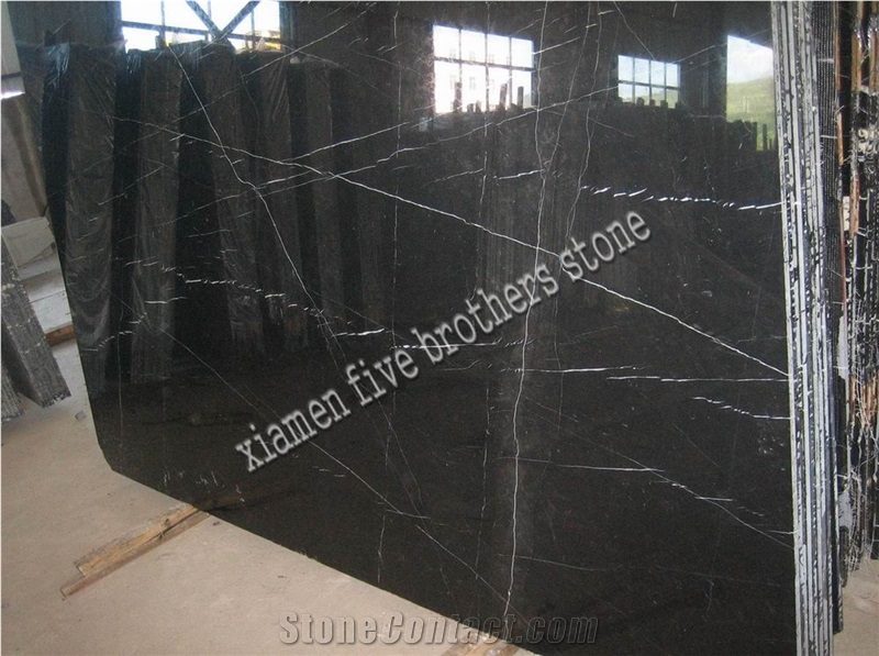 Nero Marquina Black Marble Slabs & Tiles for Tombstone,Countertop
