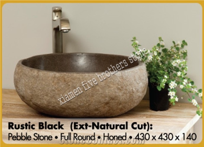 Pebble Stone Wash Bowls, Natural Stone Basin & Sinks