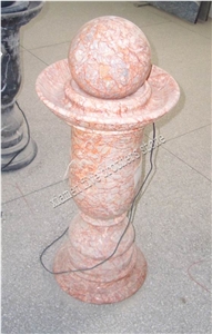 Pink Marble Indoor Ball Fountain with Carving, Pink Marble Ball Fountains