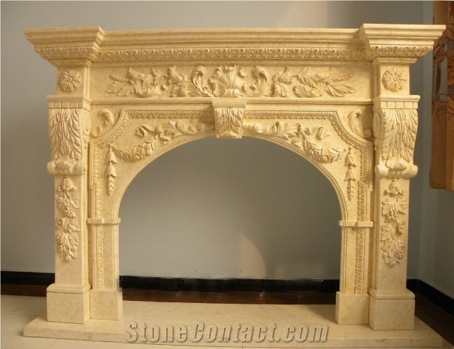 China Marble Fireplace, Yellow Marble Fireplace