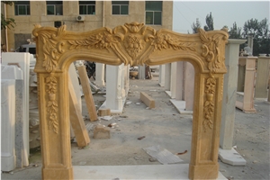 China Marble Fireplace, Yellow Marble Fireplace
